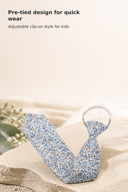 Boys’ Pre-Tied Cotton Clip-On Tie with Adjustable Fit